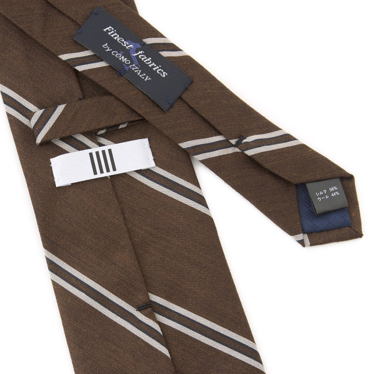 シルバーライン 【SILVER LINE】シルクウールストライプネクタイ 8.5cm幅/ブラウン/Finest fabrics by COMO ITALY その他