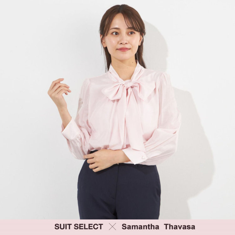 サマンサ 【SUIT SELECT×Samantha Thavasa】【長袖】リボンブラウス/ピンク 赤淡色