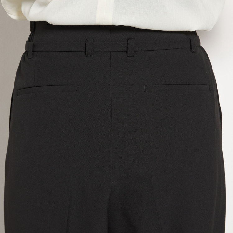 ブラックライン 【セットアップ対応】共生地ベルト付きのハイウエストワイドパンツ/ブラック 黒