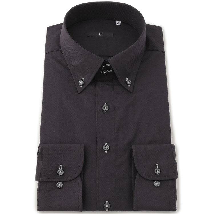 ブラックライン 【BLACK LINE】【形態安定】ボタンダウンドレスワイシャツ/ブラック×ドビーツイル 黒