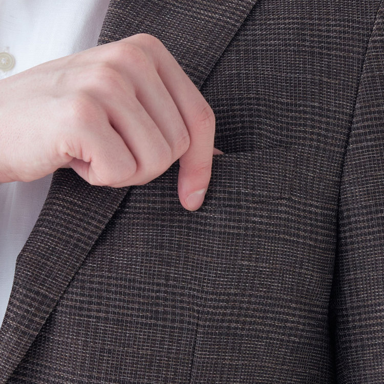 シルバーライン 【5DAYS CLOSET】【RBC】【春夏】2釦シングルジャケット/ブラウン×チェック/4S SUSTAINABILITY&ECOLOGY FABRIC 茶中間