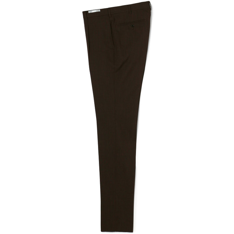 シルバーライン 【CLASSICO TAPERED】【春夏】ウール 1タックテーパードパンツ/ブラウン×ソリッド/ウエストムーブ/ウォッシャブル/※裾上げ必要 茶濃色