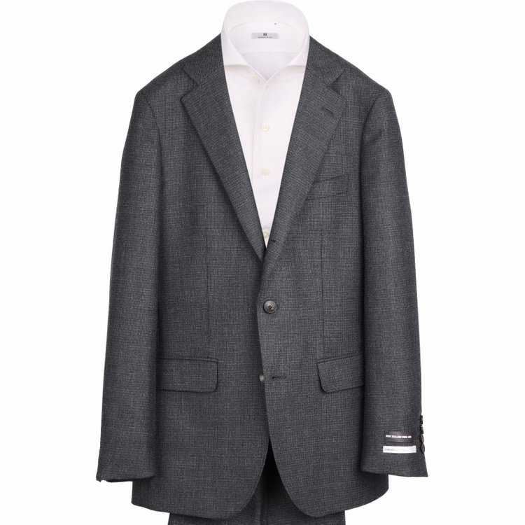 スーツセレクト 【発送在庫あり】【CLASSICO TAPERED】【秋冬】3釦段返りシングルスーツ 2タック/グレー×バーズアイ/サイドAJ/NEW ZEALAND WOOL MIX グレー系(灰)