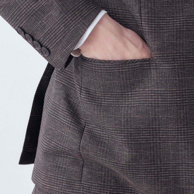 シルバーライン 【5DAYS CLOSET】【RBC】【春夏】2釦シングルジャケット/ブラウン×チェック/4S SUSTAINABILITY&ECOLOGY FABRIC 茶中間
