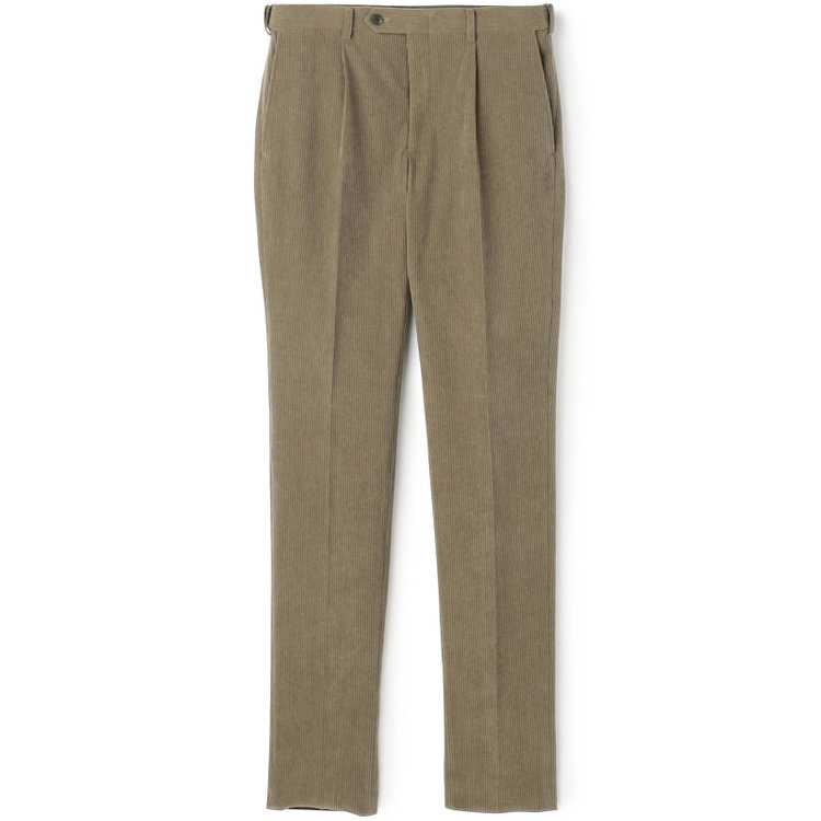 シルバーライン 【5DAYS CLOSET】【RBC】【秋冬】1タックテーパードパンツ/ブラウン×コーデュロイ/ウエストムーブ仕様/4S SUSTAINABLE/※裾上げ必要 茶中間