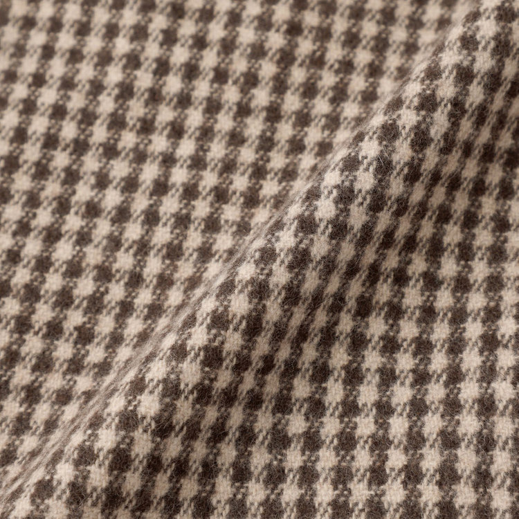 シルバーライン 【発送在庫あり】【SL】ウールブレンドステンカラードロップショルダーデュアリティサイドスリットコート/ベージュ＆ブラウン×チェック/140S BLENDED EXTRA FINE MERINO WOOL 茶中間