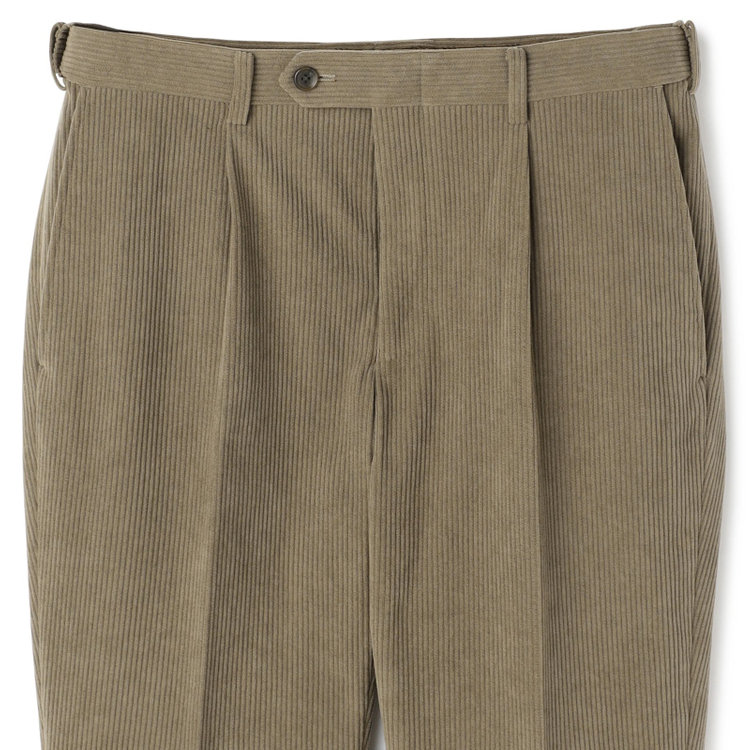 シルバーライン 【5DAYS CLOSET】【RBC】【秋冬】1タックテーパードパンツ/ブラウン×コーデュロイ/ウエストムーブ仕様/4S SUSTAINABLE/※裾上げ必要 茶中間