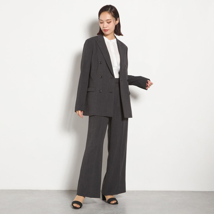 シルバーライン 【RELAX WIDE】【年間】 ダブルジャケットワイドパンツスーツ/グレー/4S SUSTAINABILITY&ECOLOGY FABRIC/※パンツ裾上げ済仕様 グレー濃色