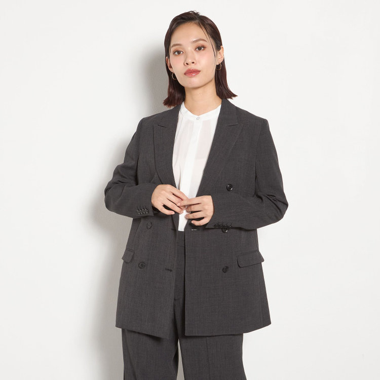 シルバーライン 【RELAX WIDE】【年間】 ダブルジャケットワイドパンツスーツ/グレー/4S SUSTAINABILITY&ECOLOGY FABRIC/※パンツ裾上げ済仕様 グレー濃色