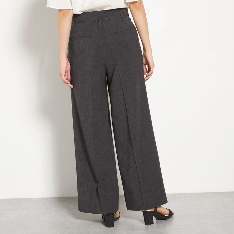 シルバーライン 【RELAX WIDE】【年間】 ダブルジャケットワイドパンツスーツ/グレー/4S SUSTAINABILITY&ECOLOGY FABRIC/※パンツ裾上げ済仕様 グレー濃色