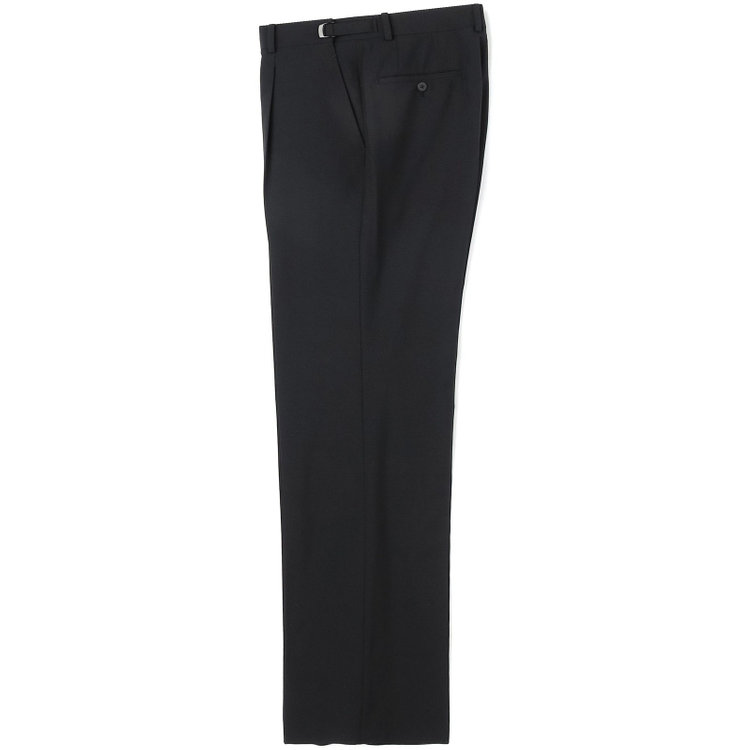 ソノタ 【BLACK LINE】【春夏】1タックワイドシルエットパンツ/ブラック×シアサッカー/NEW ZEALAND WOOL MIX Super100’s/※裾上げ必要 黒