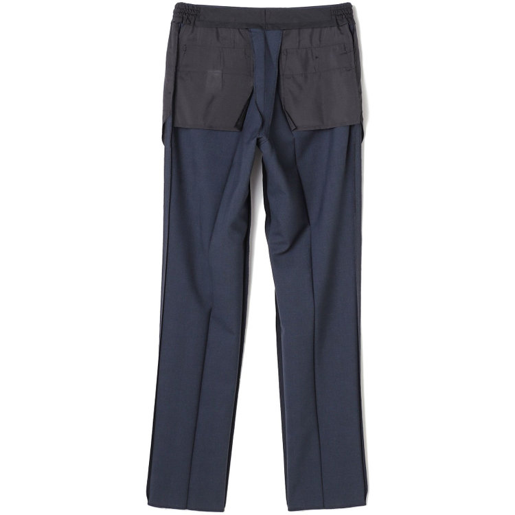 ブラックライン 【SLIM TAPERED】【春夏】0タックテーパードパンツ/ネイビー×グレンチェック/ウエストシャーリング/4S SUSTAINABILITY&ECOLOGY FABRIC「ウォッシャブル」「ストレッチ」/※裾上げ済仕様 紺中間