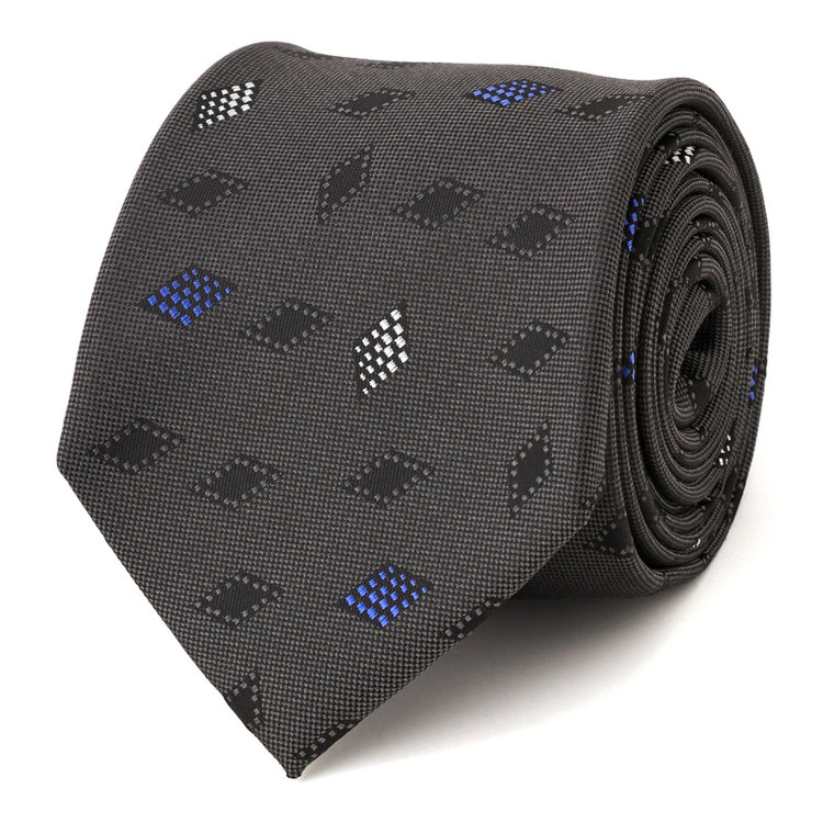 ブラックライン 【BLACK LINE】シルクブレンド小紋ネクタイ 7.5cm幅/グレー その他