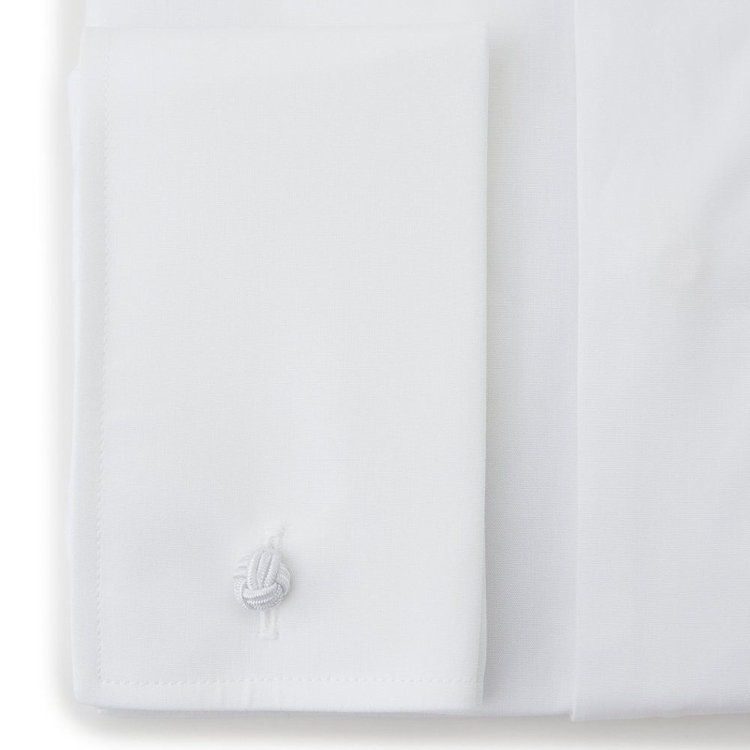 シルバーライン 【SL】ウイングカラードレスワイシャツ/ホワイト×ブロード/ダブルカフス(ゴムカフス付) 白