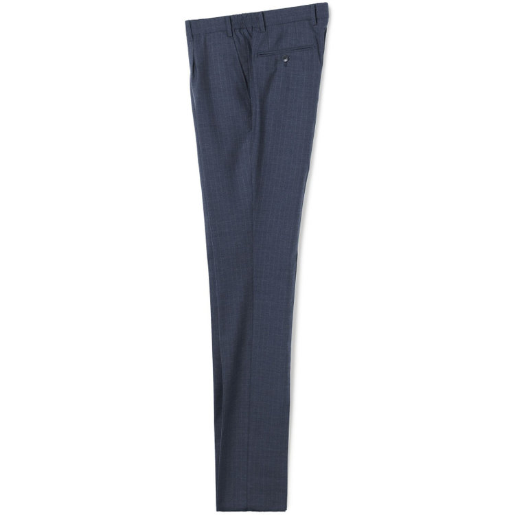シルバーライン 【発送在庫あり】【CLASSICO TAPERED】【年間】スペアパンツ付き/2釦シングルスーツ 1タック/ネイビー×ストライプ/ウエストシャーリング仕様/ウォッシャブル/※裾上げ必要 青中間
