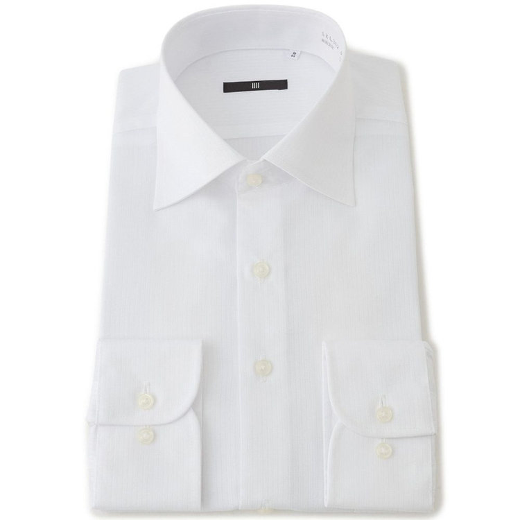 ブラックライン 【BLACK LINE】【形態安定】ワイドカラードレスワイシャツ/ホワイト×ドビー 白