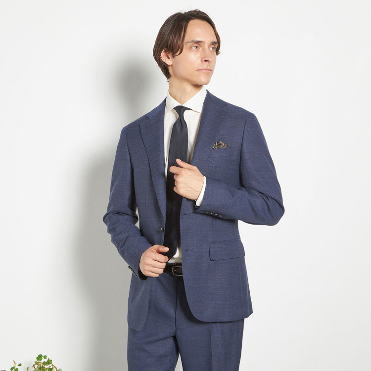 シルバーライン 【CLASSICO TAPERED】【春夏】3釦段返りシングルスーツ 2タック/ネイビー/NEW ZEALAND WOOL MIX/裾直し必要 青中間