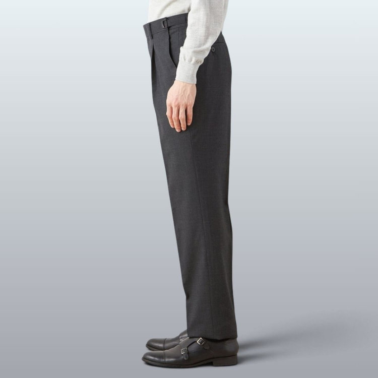 ソノタ 【発送在庫あり】【WIDE PANTS SUIT】【秋冬】1タックワイドシルエットパンツ/ダークグレー×グレンチェック/NEW ZEALAND WOOL MIX/※裾上げ必要 グレー中間