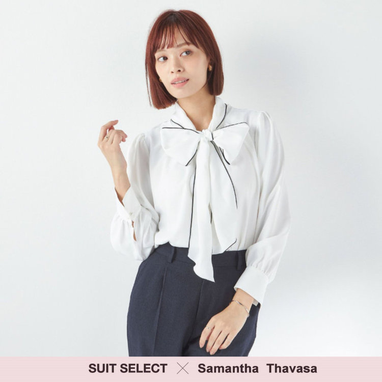 SUIT SELECT×Samantha Thavasa】【長袖】前後2WAYボウタイブラウス