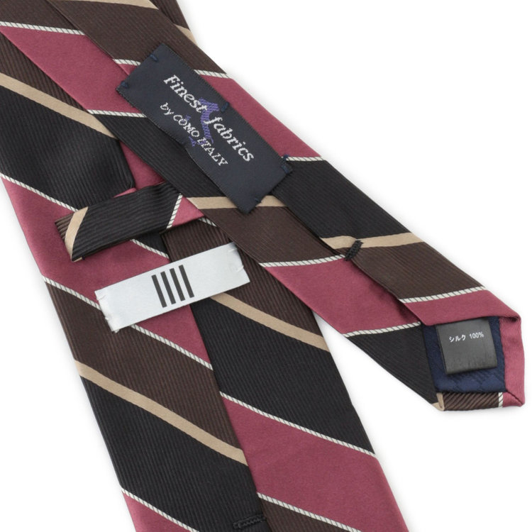 シルバーライン 【発送在庫あり】【SILVER LINE】シルクストライプネクタイ 8.5cm幅/ワイン×ブラウン×ブラック/Finest fabrics by COMO ITALY その他