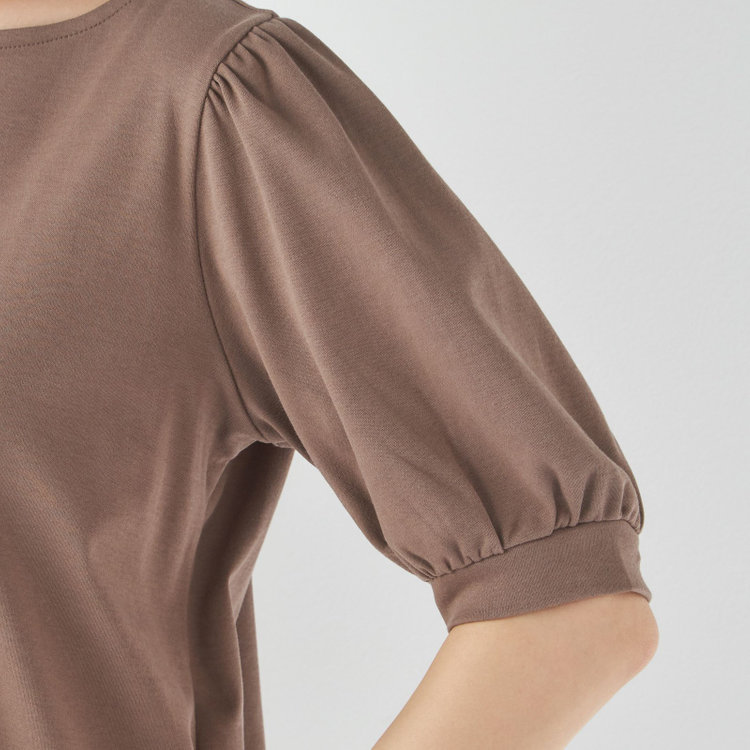 シルバーライン 【SILVER LINE/5分袖】パフスリーブカットソー/ブラウン 茶中間