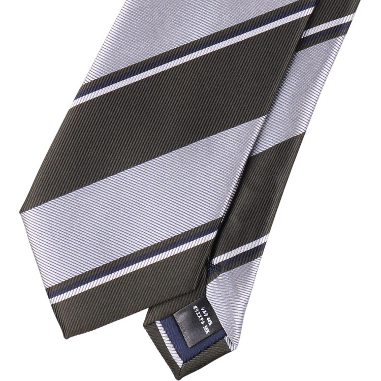 シルバーライン 【SILVER LINE】シルクブレンドストライプネクタイ 8.0cm幅/グリーン×グレー その他