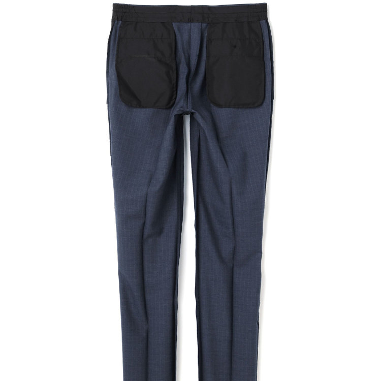 シルバーライン 【発送在庫あり】【CLASSICO TAPERED】【年間】スペアパンツ付き/2釦シングルスーツ 1タック/ネイビー×ストライプ/ウエストシャーリング仕様/ウォッシャブル/※裾上げ必要 青中間
