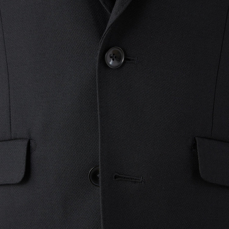 ブラックライン 【SLIM TAPERED_2】【秋冬】2釦シングルスーツ 0タック/ブラック×バーズアイ/ウエストシャーリング/4S SUSTAINABILITY&ECOLOGY FABRIC/※パンツ裾上げ済仕様 黒
