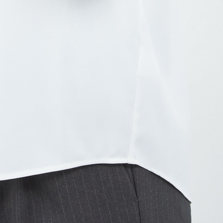 SUIT SELECT　アウトレット 【WEB限定/OUTLET/汚れ・キズ等有】【SL/長袖】ギャザーハイネックプルオーバー/ホワイト/「ウォッシャブル」「ストレッチ」「防シワ」「UV加工」「静電気防止」 白