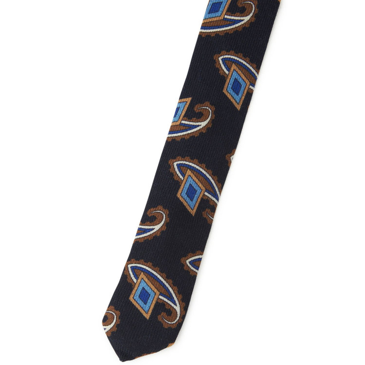 シルバーライン 【SILVER LINE】ウールペイズリーネクタイ 8.5cm幅/ネイビー×ブラウン/Finest fabrics by COMO ITALY その他