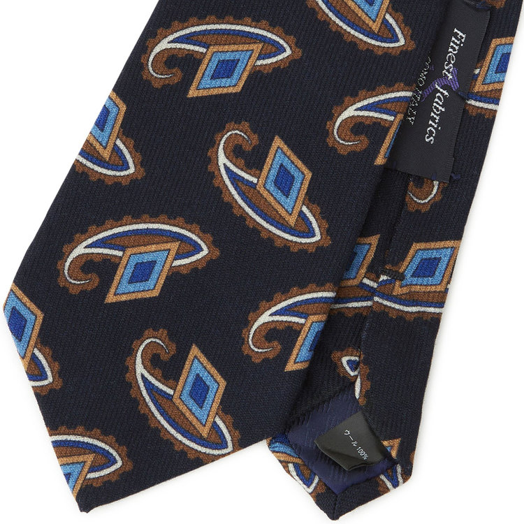 シルバーライン 【SILVER LINE】ウールペイズリーネクタイ 8.5cm幅/ネイビー×ブラウン/Finest fabrics by COMO ITALY その他