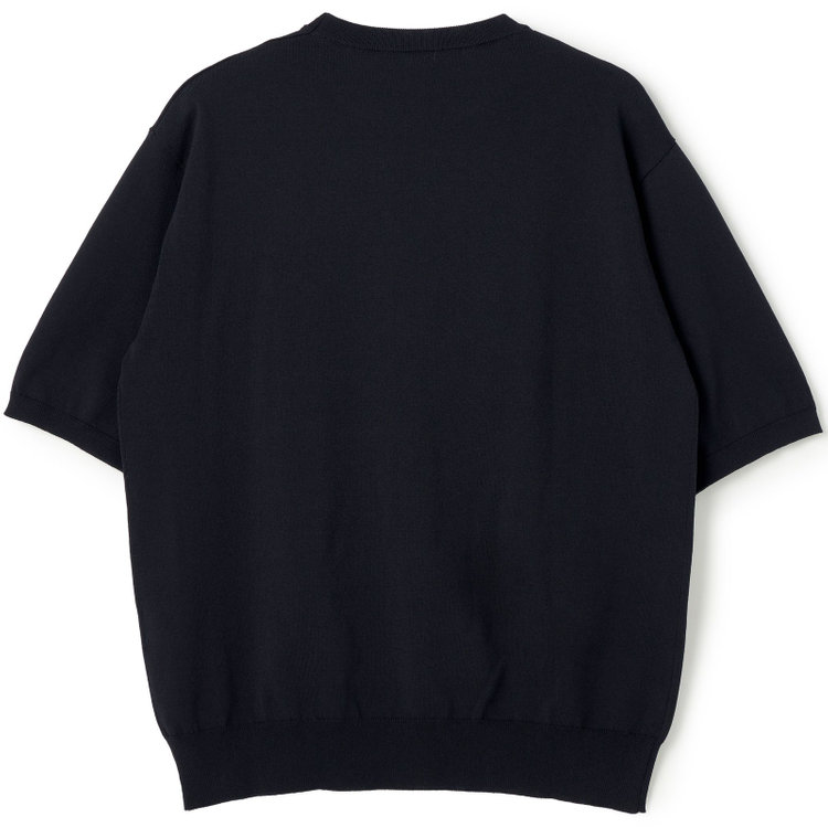 スーツセレクト 【RBC】【5分袖】コットンブレンドクルーネックニット/ネイビー/マシンウォッシャブル 紺中間