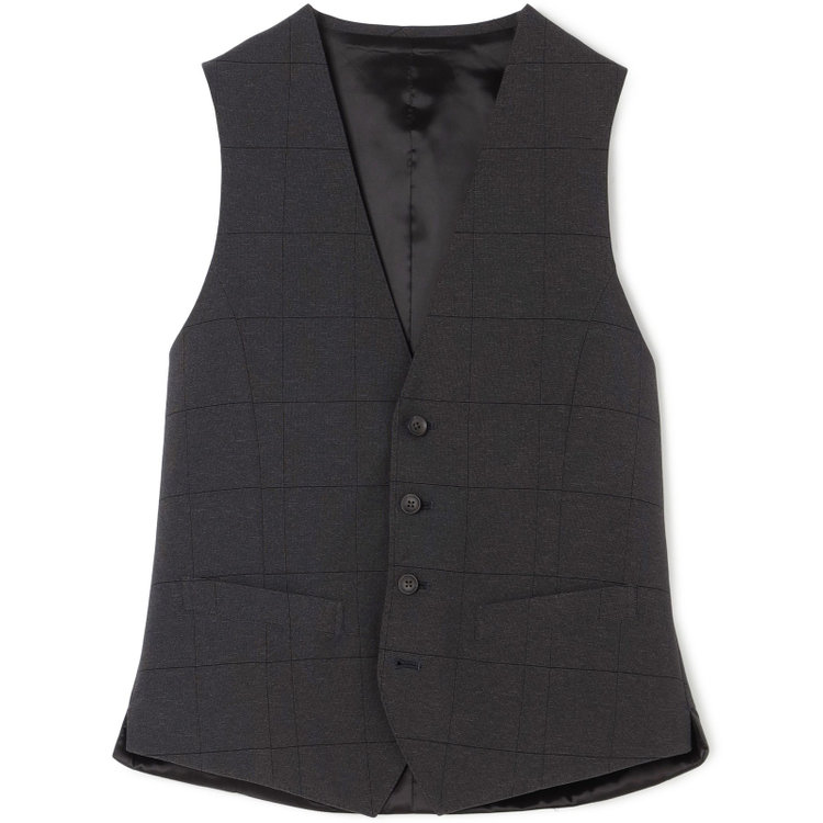 シルバーライン 【CLASSICO TAPERED】【春夏】2釦シングルスリーピーススーツ 1タックテーパードパンツ/グレー×ウィンドペン/ウエストムーブ/4S SUSTAINABILITY&ECOLOGY FABRIC/※パンツ裾上げ済仕様 グレー濃色