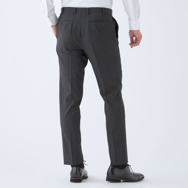 シルバーライン 【CLASSICO TAPERED】【春夏】2釦シングルスリーピーススーツ 1タックテーパードパンツ/グレー×ウィンドペン/ウエストムーブ/4S SUSTAINABILITY&ECOLOGY FABRIC/※パンツ裾上げ済仕様 グレー濃色