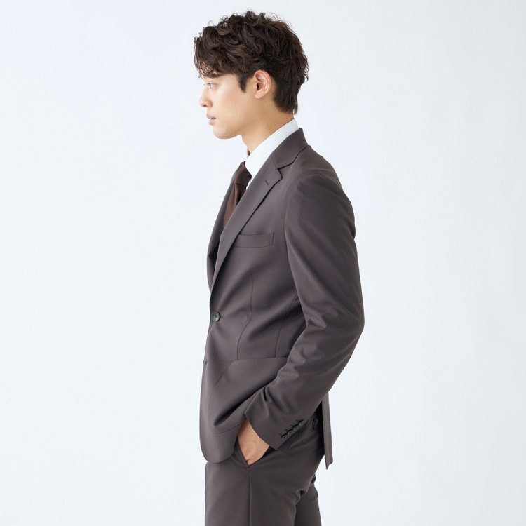 シルバーライン 【RBC】【春夏】2釦シングルスーツ 2タック/ブラウン/パッチポケット/ウエストムーブ/※パンツ裾上げ必要 茶中間