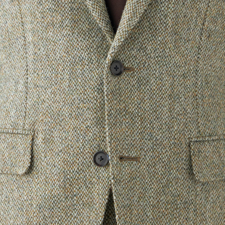 シルバーライン 【CLASSICO TAPERED】【秋冬】ウール2釦ジャケット/ベージュ×チェック+ツイード/Harris Tweed hand woven in the outer hebrides of scotland 茶淡色