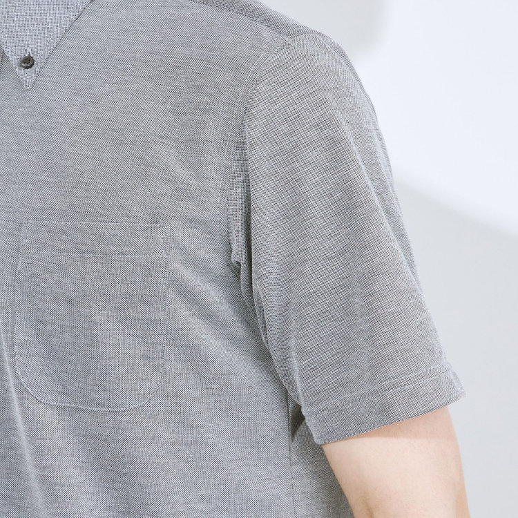 シルバーライン 【発送在庫あり】【RBC/五分袖】ボタンダウンビズポロシャツ プルオーバータイプ/グレー/4S コットンブレンド グレー中間