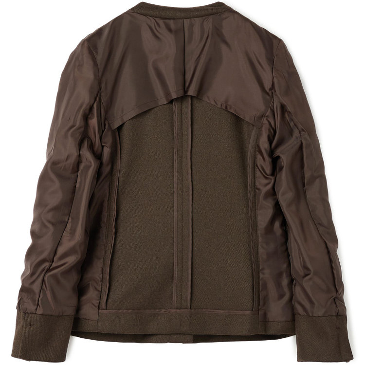 シルバーライン 【発送在庫あり】【SL】【秋冬】ホック留めノーカラージャケット/ブラウン/RE:NEWOOL 緑濃色