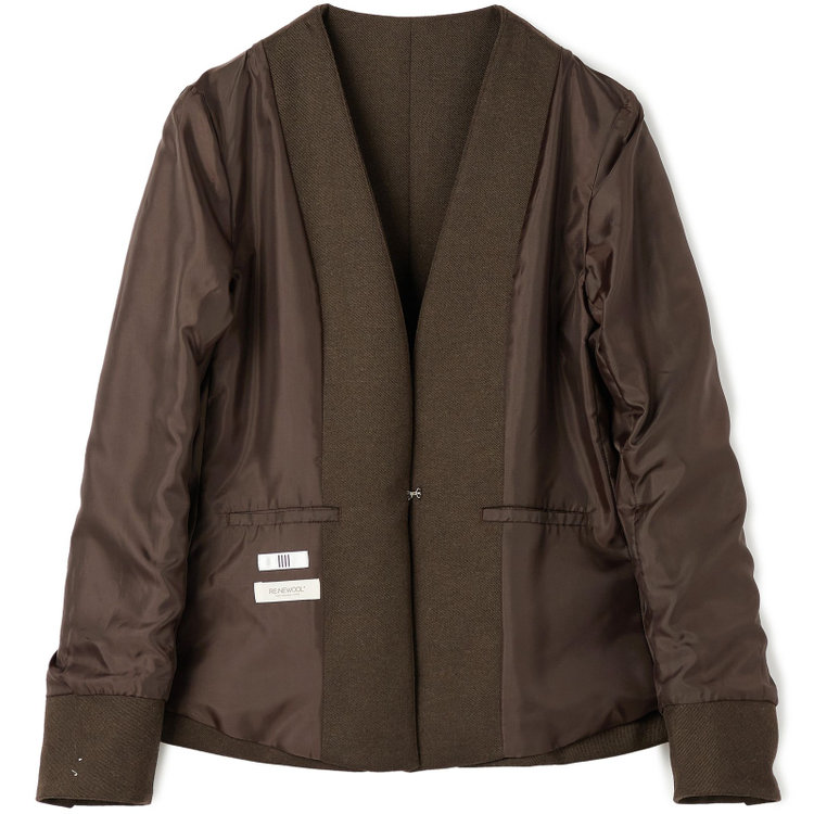 シルバーライン 【発送在庫あり】【SL】【秋冬】ホック留めノーカラージャケット/ブラウン/RE:NEWOOL 緑濃色