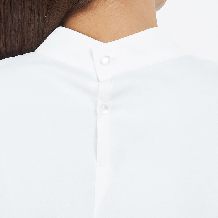 SUIT SELECT　アウトレット 【WEB限定/OUTLET/汚れ・キズ等有】【SL/長袖】ギャザーハイネックプルオーバー/ホワイト/「ウォッシャブル」「ストレッチ」「防シワ」「UV加工」「静電気防止」 白