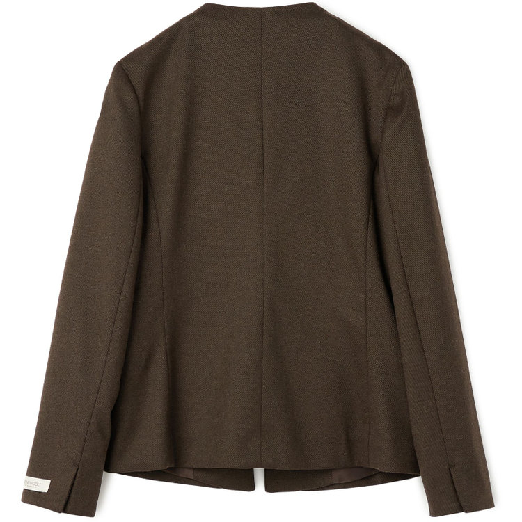 シルバーライン 【発送在庫あり】【SL】【秋冬】ホック留めノーカラージャケット/ブラウン/RE:NEWOOL 緑濃色