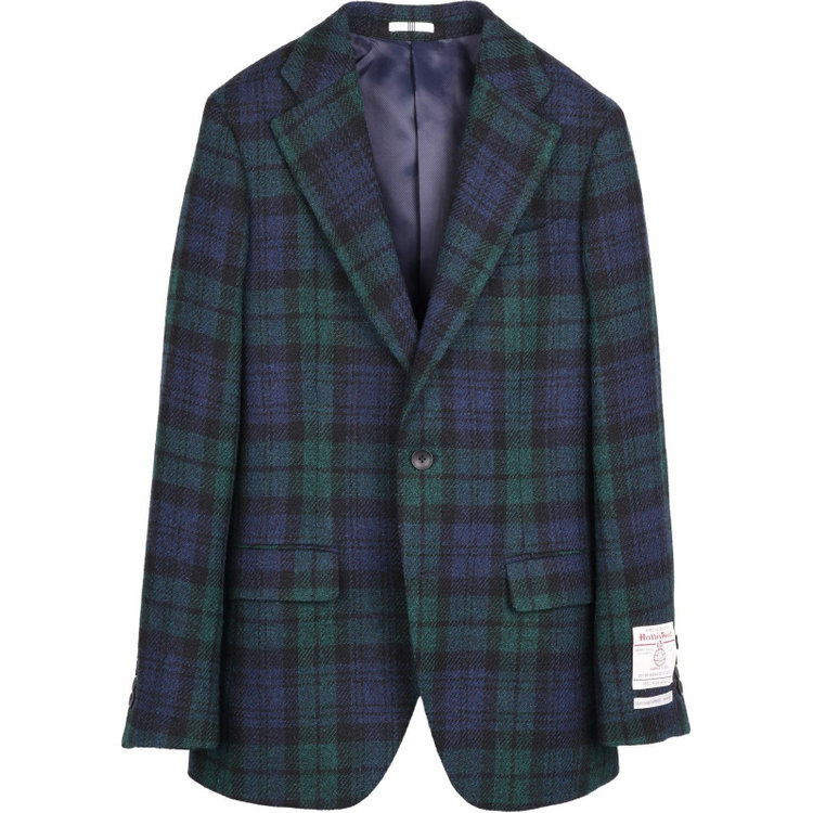 スーツセレクト 【WEB限定/OUTLET】【CLASSICO TAPERED】【秋冬】ウール2釦ジャケット/ブラック＆ネイビー＆グリーン×ブラックウォッチ+ツイード/Harris Tweed hand woven in the outer hebrides of scotland ネイビー系(紺)