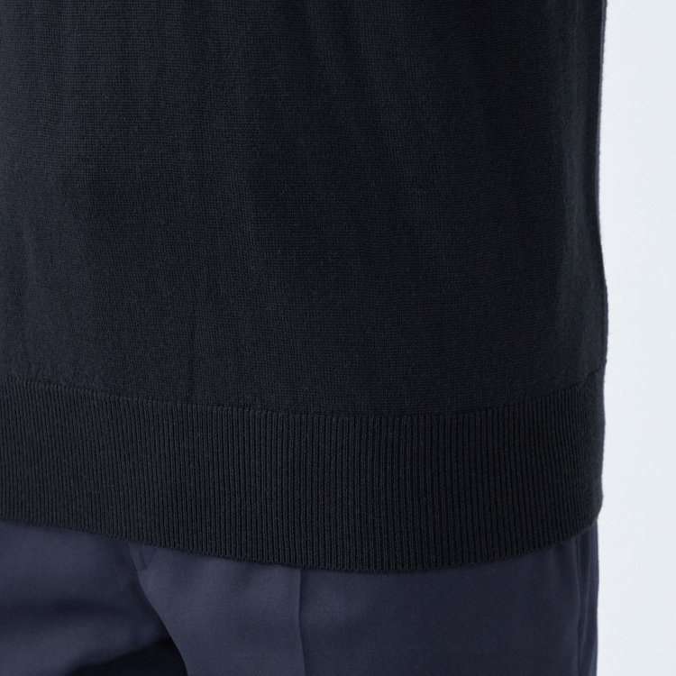 スーツセレクト 【発送在庫あり】【RBC】【秋冬】ウール100%モックネックニットセーター/ブラック/ZEGNA BARUFFA/マシンウォッシャブル 黒