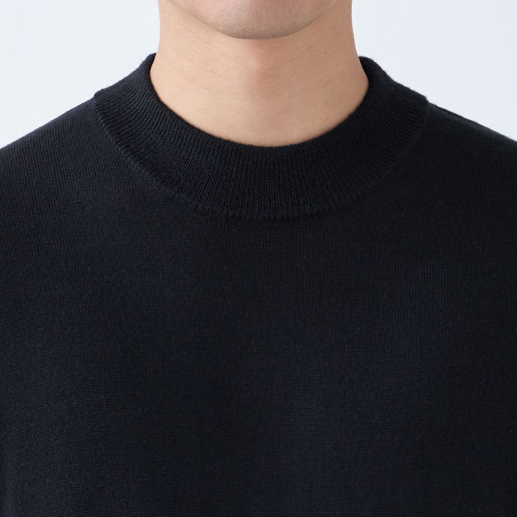 スーツセレクト 【発送在庫あり】【RBC】【秋冬】ウール100%モックネックニットセーター/ブラック/ZEGNA BARUFFA/マシンウォッシャブル 黒