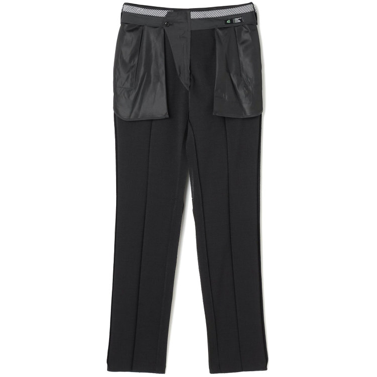 ブラックライン 【SLIM TAPERED】【春夏】0タックテーパードパンツ/ブラック×スラブ/ウエストムーブ/4S SUSTAINABILITY&ECOLOGY FABRIC「ウォッシャブル」「ストレッチ」/※裾直し必要 黒