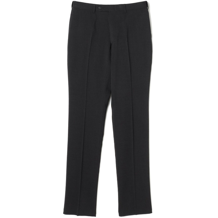 ブラックライン 【SLIM TAPERED】【春夏】0タックテーパードパンツ/ブラック×スラブ/ウエストムーブ/4S SUSTAINABILITY&ECOLOGY FABRIC「ウォッシャブル」「ストレッチ」/※裾直し必要 黒