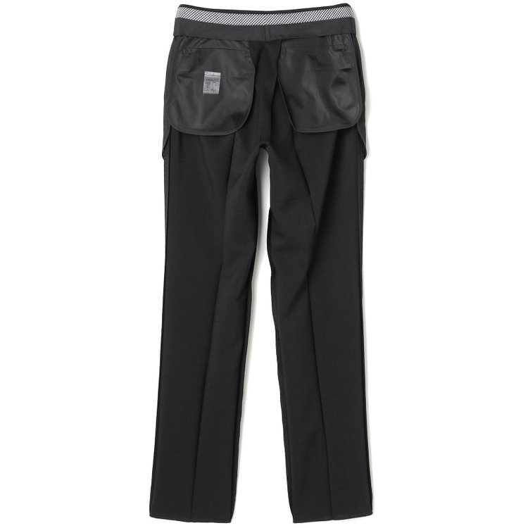 ブラックライン 【SLIM TAPERED】【春夏】0タックテーパードパンツ/ブラック×スラブ/ウエストムーブ/4S SUSTAINABILITY&ECOLOGY FABRIC「ウォッシャブル」「ストレッチ」/※裾直し必要 黒