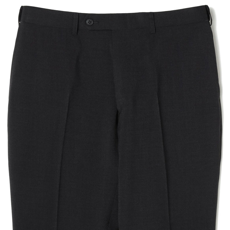 ブラックライン 【SLIM TAPERED】【春夏】0タックテーパードパンツ/ブラック×スラブ/ウエストムーブ/4S SUSTAINABILITY&ECOLOGY FABRIC「ウォッシャブル」「ストレッチ」/※裾直し必要 黒