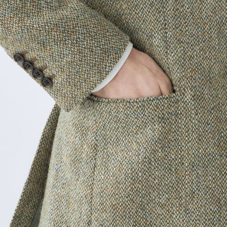 シルバーライン 【CLASSICO TAPERED】【秋冬】ウール2釦ジャケット/ベージュ×チェック+ツイード/Harris Tweed hand woven in the outer hebrides of scotland 茶淡色