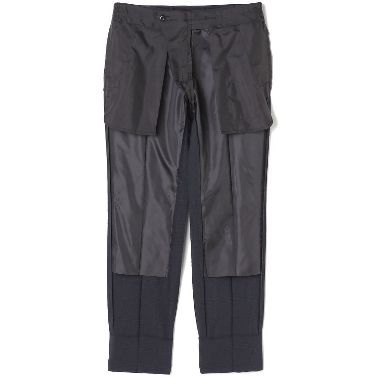 ブラックライン 【SLIM TAPERED_2】【春夏】2釦シングルスリーピーススーツ 0タック/ネイビー×チェック/ウエストシャーリング/4S SUSTAINABILITY&ECOLOGY FABRIC/※パンツ裾上げ済仕様 紺濃色